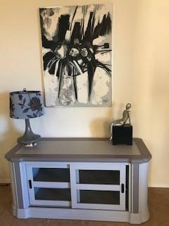 Hand Painted Gray Credenza